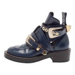 Balenciaga Botines de piel azul marino Ceinture Talla 36