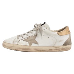 Golden Goose Blanco/Oro Piel y Gamuza Zapatillas bajas Superstar Talla 40
