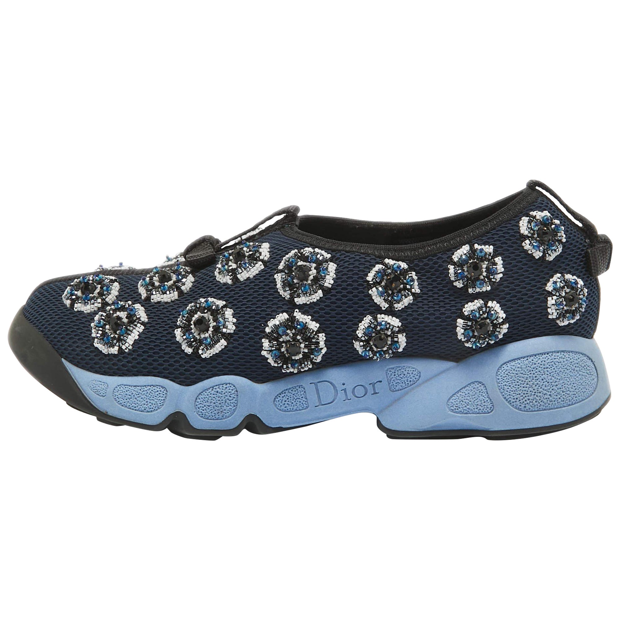 Dior Blue Mesh Fusion Slip On Sneakers Size 34.5