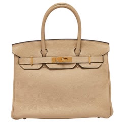 Bolso Birkin 30 Hermes Trench Togo Piel Acabado Oro