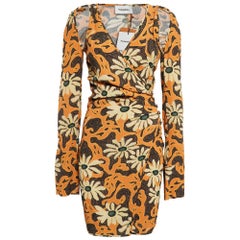 Nanushka - Robe portefeuille Ira à découpes en crêpe imprimé floral orange, taille M