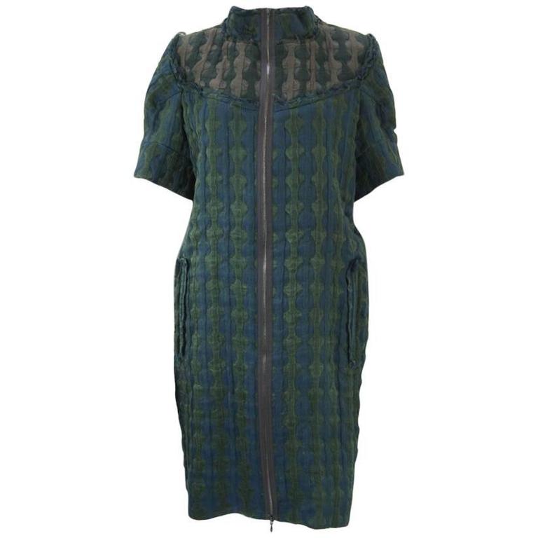 Marni Textured Zipper Front Dress Coat For Sale at 1stDibs