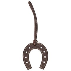 Hermes Rouge Sellier/Marron Fonce Leather Paddock Fer a Cheval Bag Charm