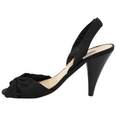 Oscar de la Renta Schwarze Slide-Sandalen mit Stoffschleife und Schleife Größe 38