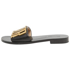 Dior Black Leather Dior Evolution Flat Slides Size 36