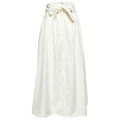 Weekend Max Mara White Cotton Belted Maxi Skirt L