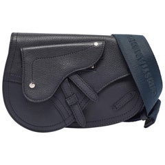 Dior Navy Blue Leather Saddle Crossbody Bag