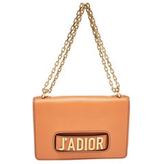 Dior Deep Orange Leather J'Adior Flap Chain Shoulder Bag