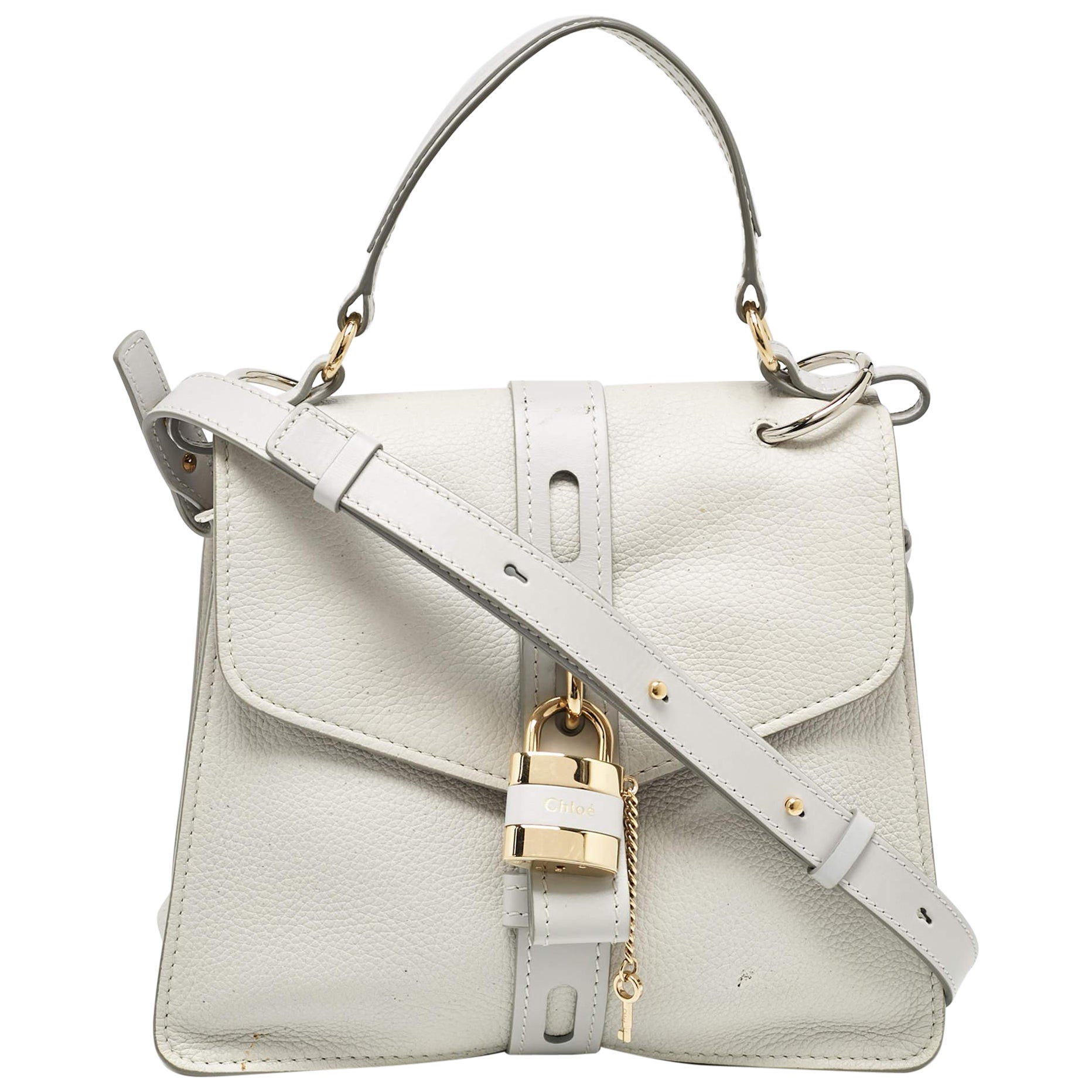 Chloe Zweifarbig Grau Leder Medium Aby Day Top Handle Tasche
