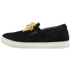Versace Terciopelo Negro Medusa Zapatillas Slip On Talla 41