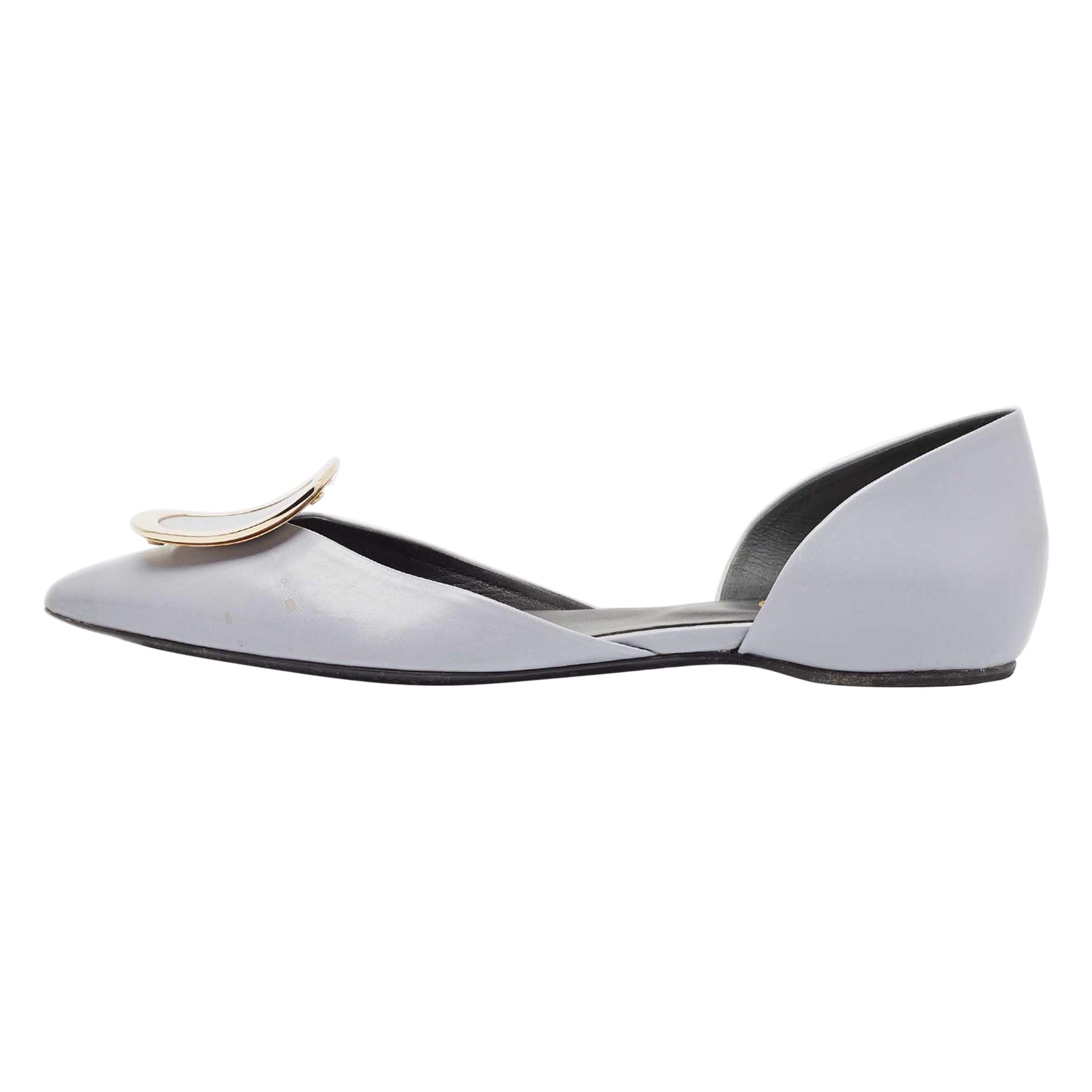 Roger Vivier Ballerine in pelle grigia misura 37 in vendita