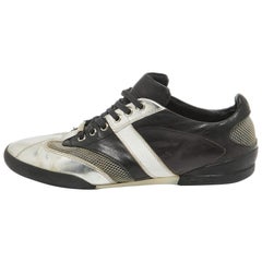 Dior Black/Silver Leather Logo Low Top Sneakers Size 39