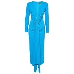 Solace London Royal Blue Jersey Draped Long Dress S