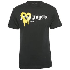 Palm Angels Black Logo Print Cotton Crew Neck T-Shirt XS