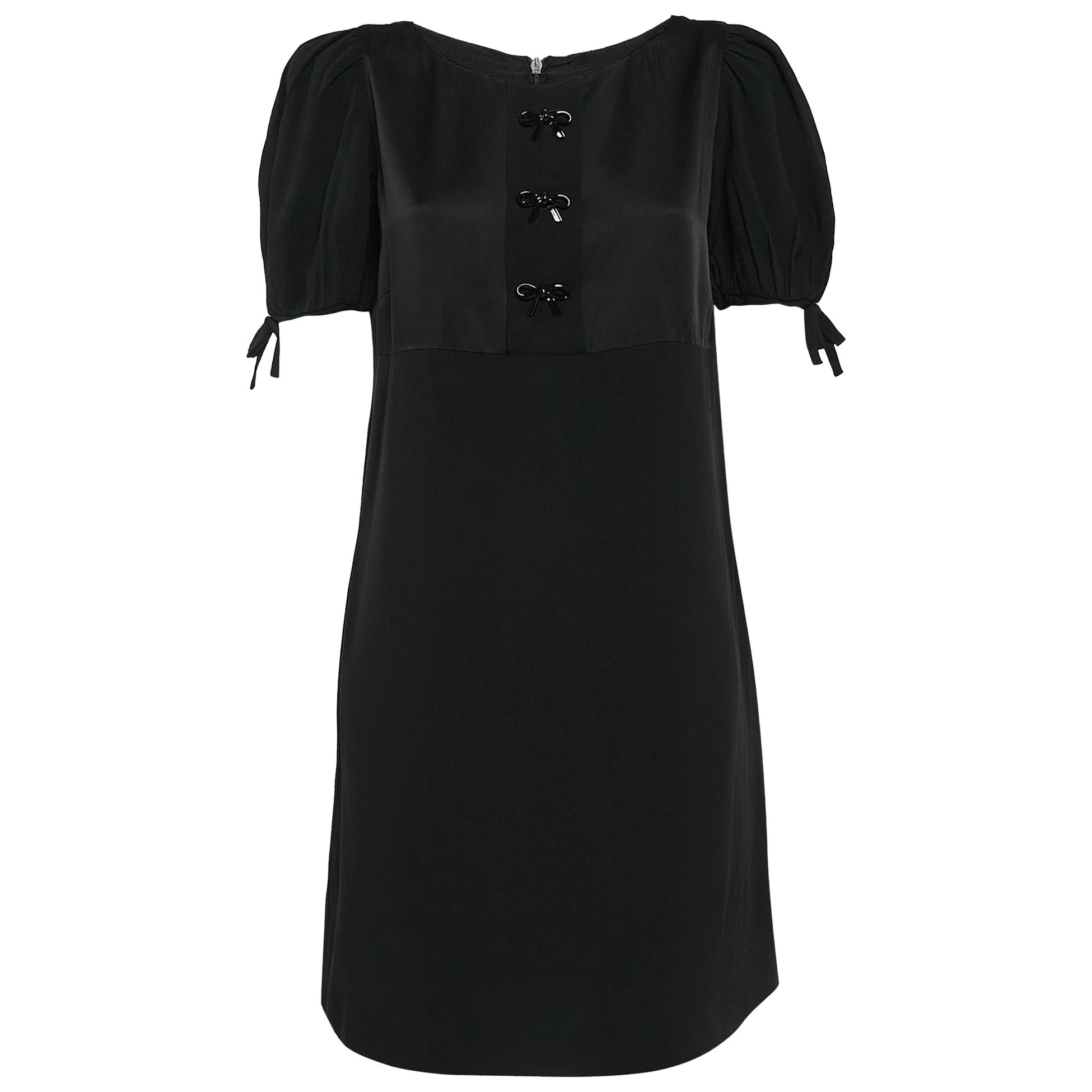 RED Valentino Mini Vestido Negro de Crepé con Lazo M