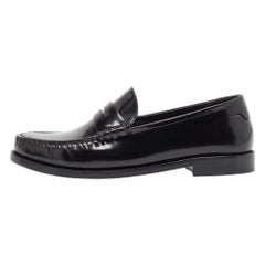 Saint Laurent Mocassini in pelle spazzolata nera taglia 38.5