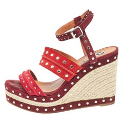 Lanvin Sandales à lanières compensées cloutées en daim multicolore taille 41
