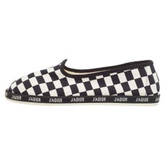 Dior White/Black Canvas Checkered Print Ballet Flats Size 40