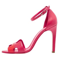Hermes Pink/Red Leather Premiere Sandals Size 40