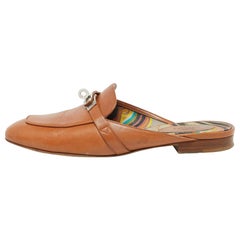 Hermes Cuero Marrón Oz Flat Mules Talla 37.5