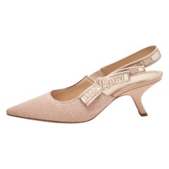 Dior Pink Embroidered Canvas J'Adior Slingback Pumps Size 39
