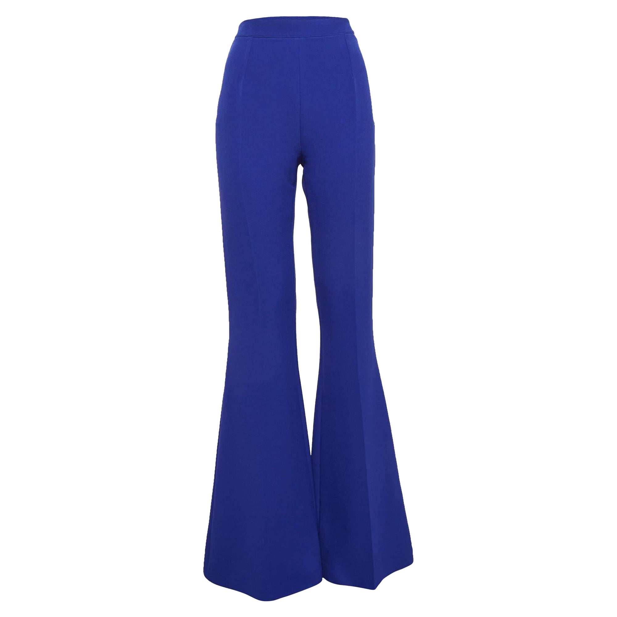 Safiyaa Azzure - Pantalon évasé en crêpe extensible bleu M