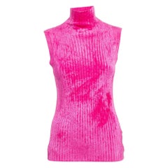 Sies Marjan Fuchsia Pink Rib Knit Turtle Neck Top M