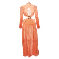 Patbo Coral Pink Mesh and Jersey Cut-Out Sheer Beach Dress L