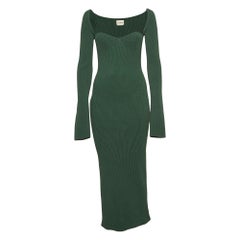 Khaite Green Heavy Rib Knit Beth Bustier Dress M