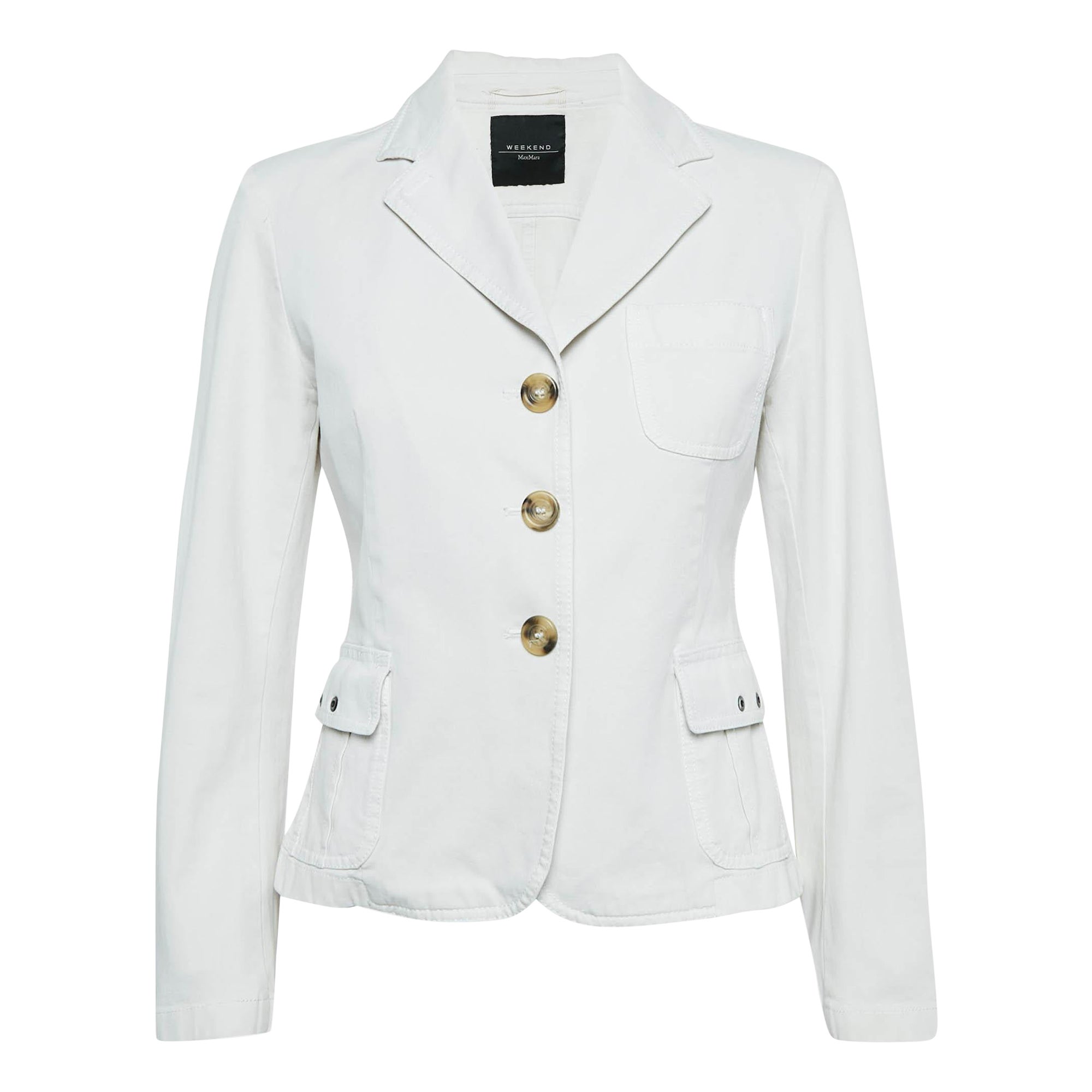 Giacca Weekend Max Mara Off White Gabardine Button Front M.