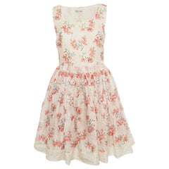 RED Valentino Cream Daisy Silk Mini Dress XS