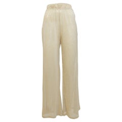 Majorelle Metallic Lurex Knit Sheer Wide-Leg Pants M