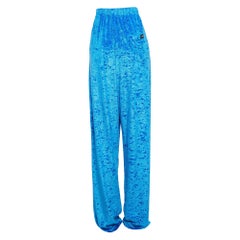 Balenciaga Pantaloni a gamba larga in velluto blu M.