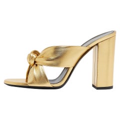 Saint Laurent Sandalias de piel dorada Bianca Slide Talla 38.5
