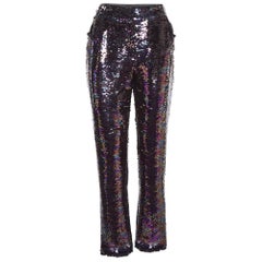 Balmain Purple Fringe Trim Sequin Pants L
