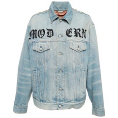 Gucci Blue Denim Embroidered Denim Jacket M
