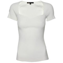 Maje Weißes Rippenstrick-Top S