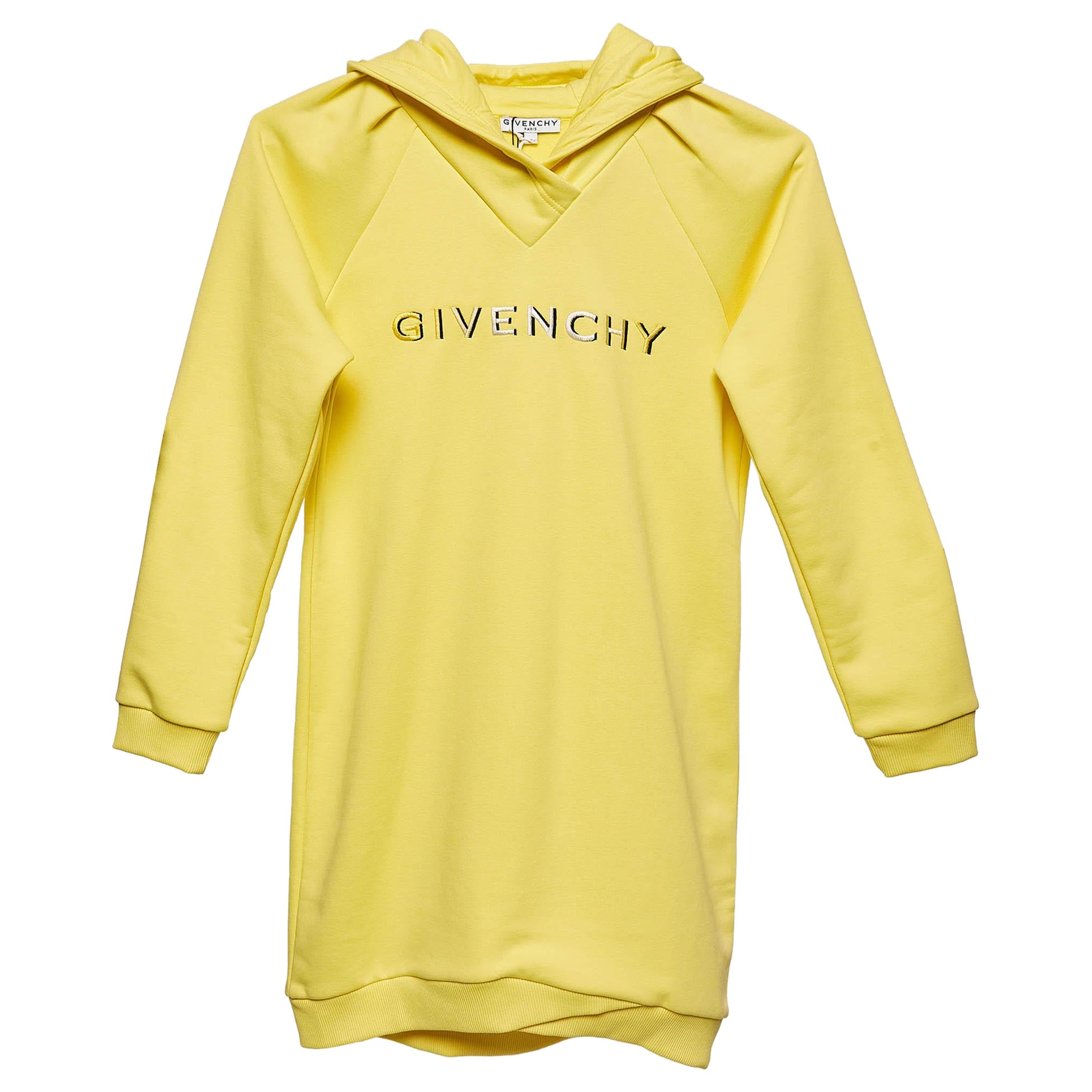 Givenchy Yellow Logo Embroidered Cotton Hoodie Dress 12Y