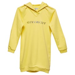 Givenchy - Vestito con cappuccio in cotone ricamato con logo giallo - 12Y