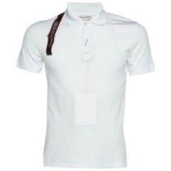 Alexander McQueen White Cotton Logo Harness Detail Polo T-Shirt S