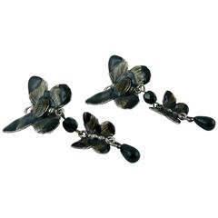Jean Paul Gaultier Vintage Enamel Butterfly Dangling Earrings