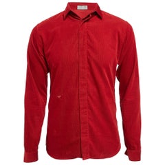 Dior Homme Camisa de Pana Roja Regular Fit S