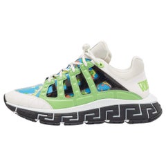 Versace Multicolor Canvas and Leather Trigreca Lace Up Sneakers Size 46