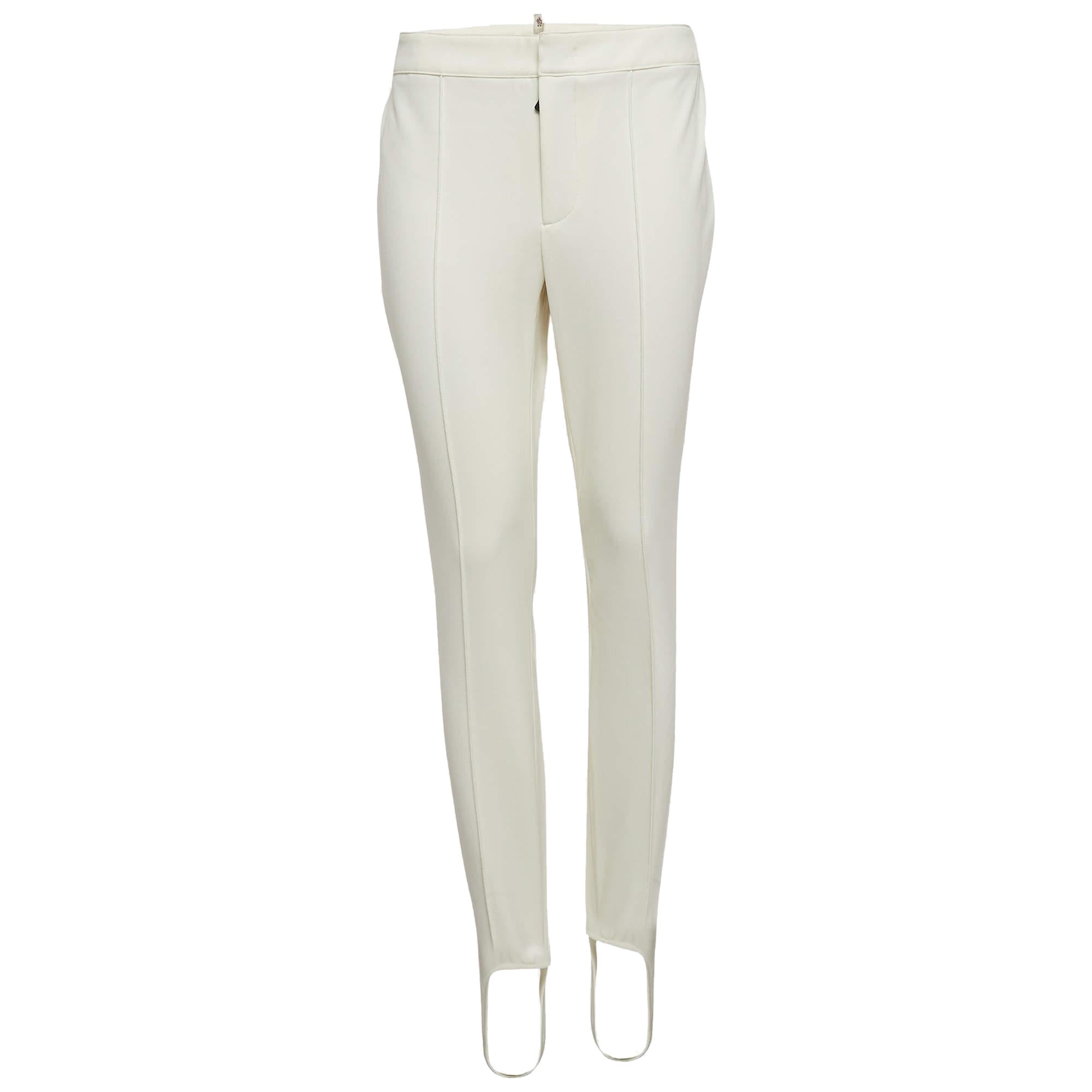 Moncler Grenoble White Technical Jersey Stirrup Ski Pants M