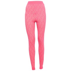 Fendi Fluorescent Pink Zucca Knit Leggings M
