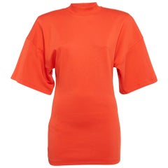 The Attico Orange Cotton Oversized High Neck T-Shirt M