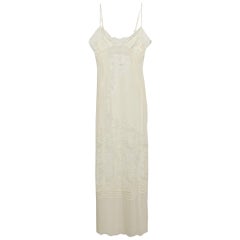 La Perla Maxivestido de seda con encaje blanco roto L