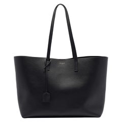 Saint Laurent Black Leather Large East West Shopper Tote