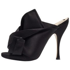 N21 Black Satin Raso Knot Open Toe Mules Size 40