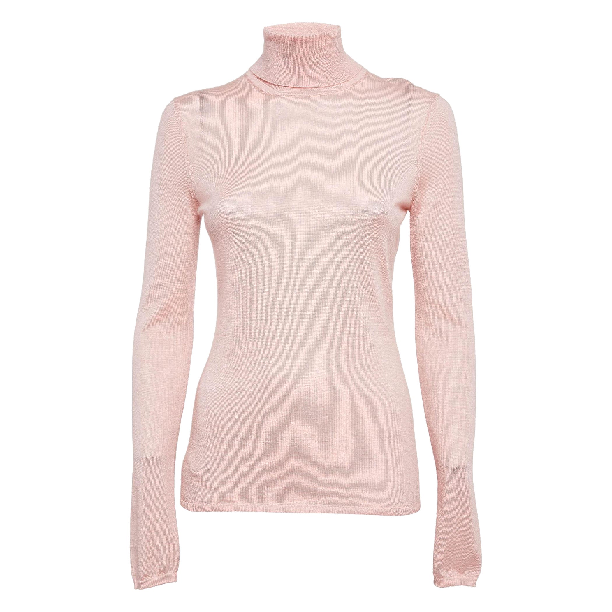 Gabriela Hearst - Pull à col roulé en maille de cachemire rose pâle, taille M